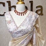 Organza with Turkish border cut bead sequence floral designs
