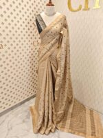 Semi tussar with check pattern and geometric like design - Image 4