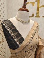 Semi tussar with check pattern and geometric like design - Image 2