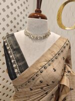 Semi tussar with check pattern and geometric like design - Image 3