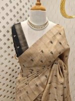 Semi tussar with cross stitch like buttas and check pattern