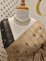 Semi tussar with cross stitch like buttas and check pattern - Image 3