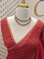 Tissue linen with stripes pattern on pallu - Image 24