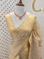 Tissue with stripes pattern on border and pallu