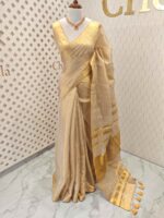 Tissue with stripes pattern on border and pallu - Image 3