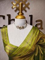Tissue with stripes pattern on border and pallu - Image 17