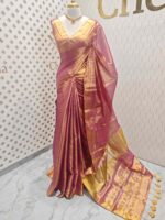 Tissue with stripes pattern on border and pallu - Image 33
