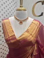 Tissue with stripes pattern on border and pallu - Image 32