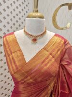 Tissue with stripes pattern on border and pallu - Image 11