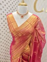 Tissue with stripes pattern on border and pallu - Image 10