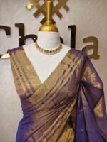 Tissue with stripes pattern on border and pallu - Image 22