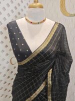 Viscose with check design and thin border (Dark) - Image 34