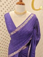 Viscose with check design and thin border (Dark) - Image 52
