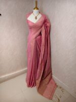 Tissue linen with stripes pattern on pallu - Image 4
