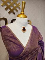 Tissue linen with stripes pattern on pallu - Image 9