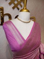 Banarasi with intricate floral and leaf design - Image 3