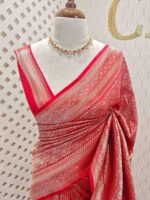 Banarasi with floral jacquard design and diamond shaped border