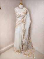 Organza with three types flowers on the border - Image 3