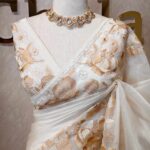 Organza with three types flowers on the border