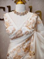 Organza with three types flowers on the border