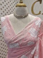 Kota silk with floral and leafy applique work and mirror work - Image 14