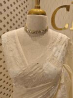 Kota silk with floral and leafy applique work and mirror work - Image 8