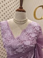 Kota silk with self thread floral embroidery design and scallop border - Image 8
