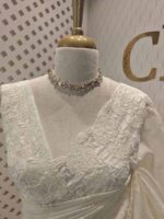 Kota silk with self thread floral embroidery design and scallop border - Image 14