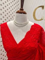 Kota silk with self thread floral embroidery design and scallop border - Image 5