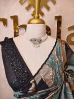 Turkish organza with full body marble like pattern and scallop border - Image 2