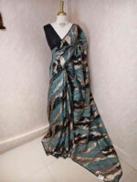 Turkish organza with full body marble like pattern and scallop border - Image 3