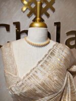 Organza with turkish dripping stripes and scallop border - Image 5