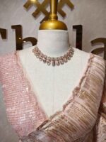 Organza with turkish dripping stripes and scallop border - Image 9