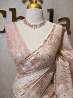 Organza with turkish dripping stripes and scallop border - Image 8