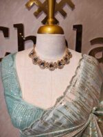 Organza with turkish dripping stripes and scallop border - Image 2
