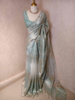 Organza with turkish dripping stripes and scallop border - Image 4