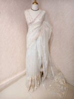 Organza with turkish geometric pattern on pallu and sequence work on body - Image 3