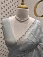 Organza with big flower applique and its stem thread work - Image 25