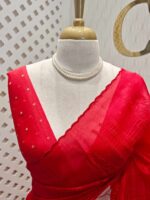 Organza with big flower applique and its stem thread work - Image 22