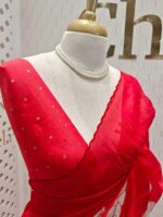 Organza with big flower applique and its stem thread work - Image 23