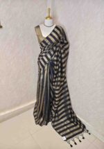 Tissue saree with vertical thick stripes pattern - Image 10