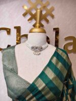 Tissue saree with vertical thick stripes pattern - Image 11