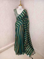 Tissue saree with vertical thick stripes pattern - Image 13