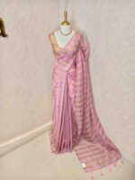 Tissue saree with vertical thick stripes pattern - Image 19
