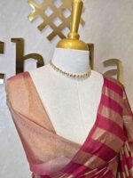 Tissue saree with vertical thick stripes pattern - Image 21