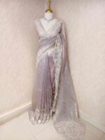 Tissue organza with pearls like embroidery floral work - Image 22