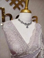 Tissue organza with pearls like embroidery floral work - Image 21