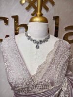 Tissue organza with pearls like embroidery floral work - Image 20