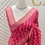 Tissue with mirror work and diagonal stripes pattern