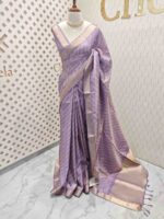 Tissue with mirror work and diagonal stripes pattern - Image 10